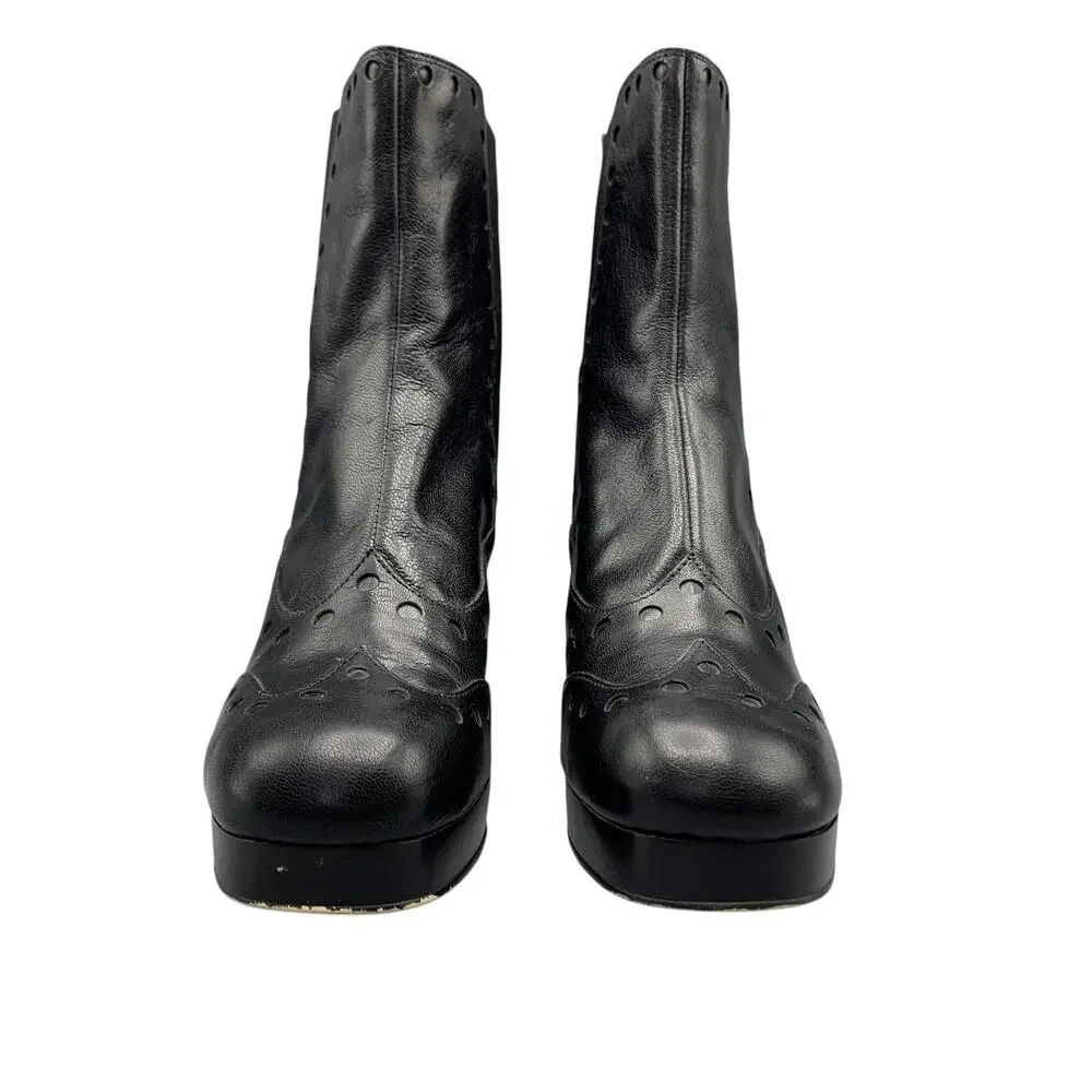 Orla Kiely Clarks Dixie Platform Boots US 9M Black Leather Dark Academia Witchy - Picture 5 of 12